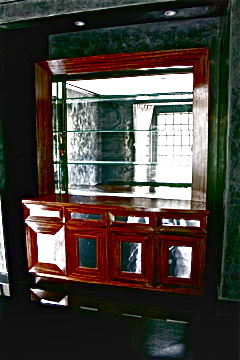 Bar Cabinet with stainless steel inlays Italian ebony and mirror (1)