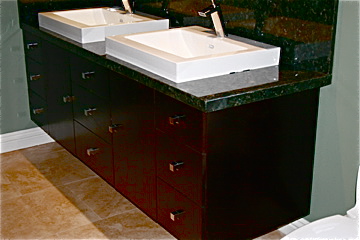 Bath stained oak granite countertop