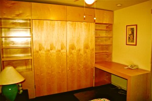 Closet bookshelf with desk Maple 10ft W x 30in D x 8ft H (2)