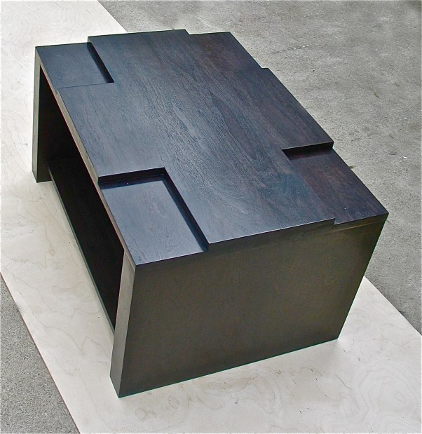 Coffee Table with antique mirror Ebonized Walnut  36in W x 28in D x 20in H (1)