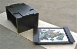 Coffee Table with antique mirror Ebonized Walnut  36in W x 28in D x 20in H (2)