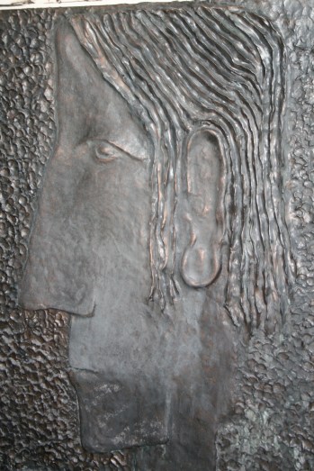 Faces platinum over sculpted material with Gold bronze coating 3ft x 20in (1)