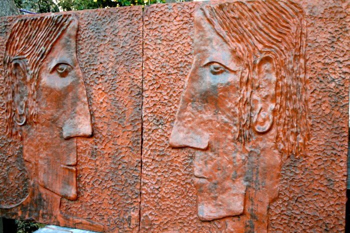 Faces platinum over sculpted material with Red bronze coating 3ft x 20in (1)
