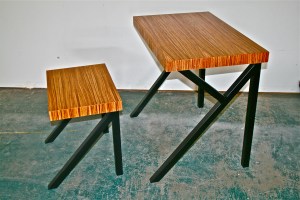 Kids Desk and Stool Zebrawood metal frame (1)