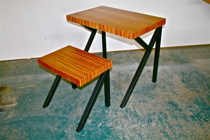Kids Desk and Stool Zebrawood metal frame (2)