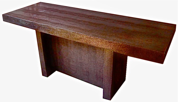 Kitchen Table Imatation snake skin over wood 48in W x 25in D x 20in H (1)