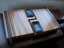 Sushi love Boards 2 with sashimi dish and inlay sticks Zebrawood 20in W x 11in D