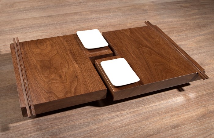 Sushi love Boards set of 2 with 2 sashimi dish and inlay sticks Walnut 11in W x 17in D