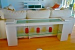 White Console gloss Italian Laminate with glass 5ft W x 20in D x 40in H (2)