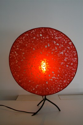 1B Japanese lace paper shade with reflecting copper circle 2ft H (3)