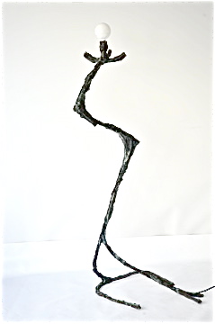 1B lamp Bronze Platinum Blue Green Patina 6ft H   (1)