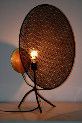 1B old black circle lace shade with reflecting copper circle 2ft H (2)