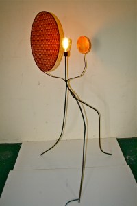 1B old black circle lace shade with reflecting copper circle 4ft H (1)