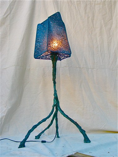 1B old black sphere lace shade Bronze Platinum Blue Green Patina 4ft H