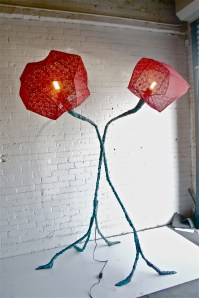 2B old black sphere lace shade with feet Bronze Platinum Blue Green Patina 6ft H (2)