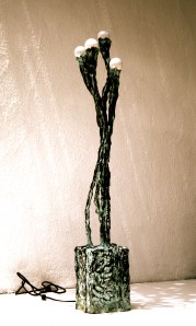 4B lamp with box base Bronze Platinum Blue green Patina 3ft H (1)