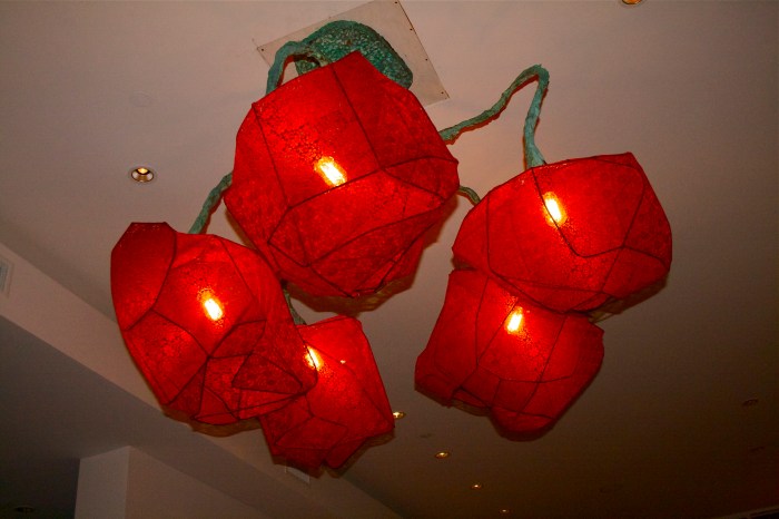 5B old black sphere lace shade hanger with Bronze Platinum Blue Green Patina 5ft W (1)