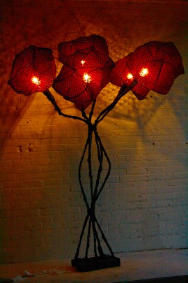 5B old black sphere lace shade with square base Bronze Platinum Blue Green Patina 6ft H (3)